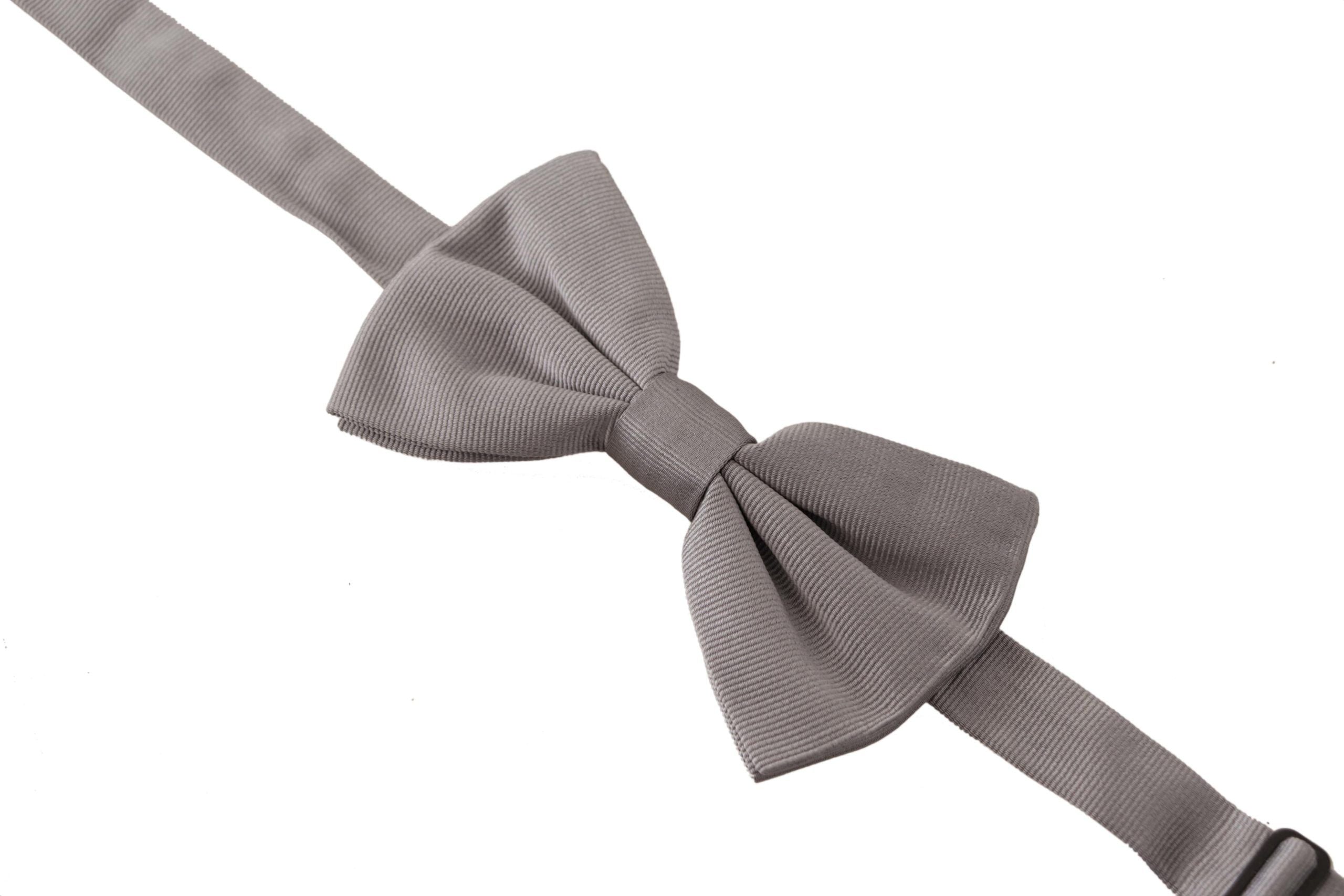 Dolce & Gabbana Gray 100% Silk Adjustable Neck Papillon Men's Tie