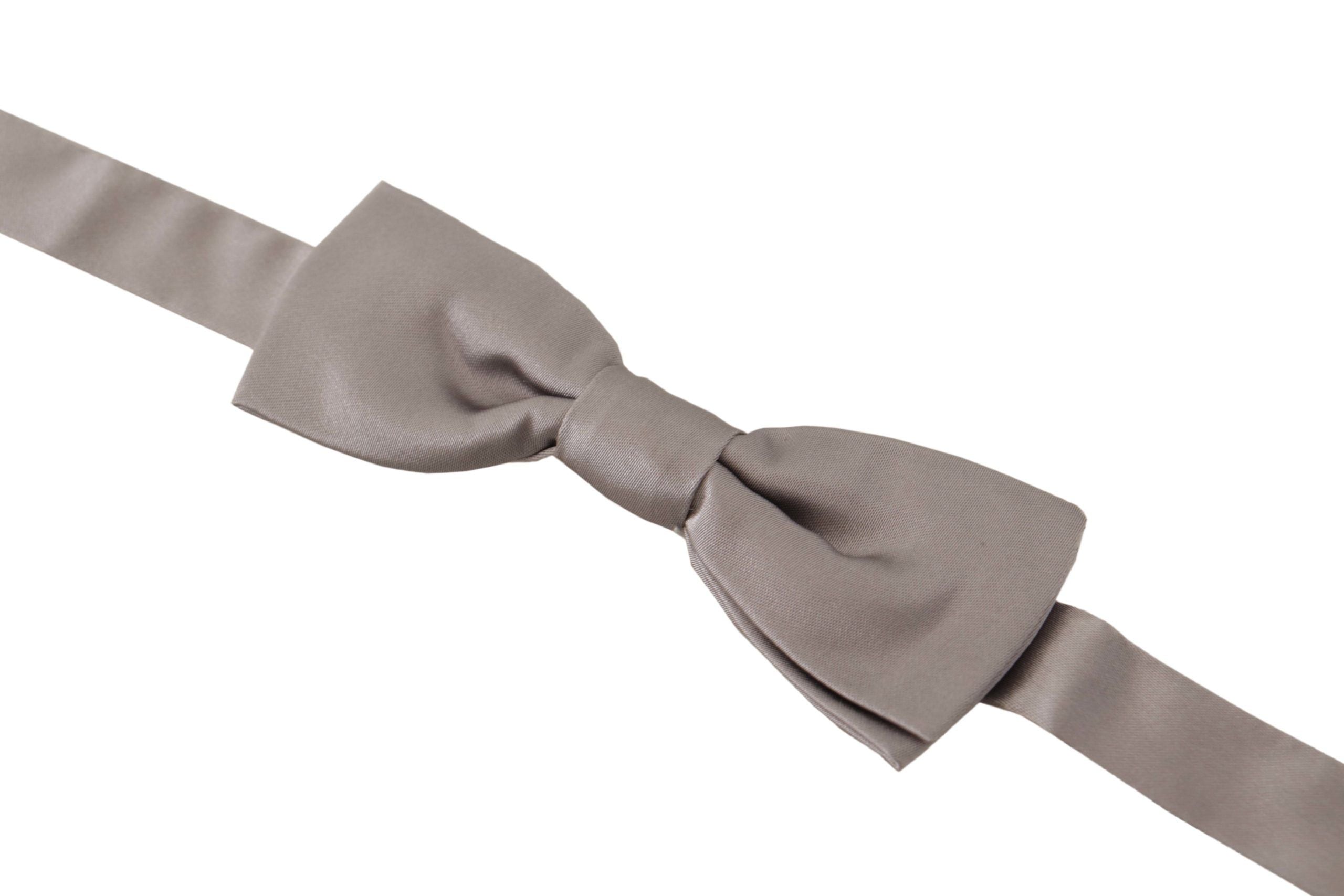 Dolce & Gabbana Silver 100% Silk Slim Adjustable Neck Papillon Men's Tie