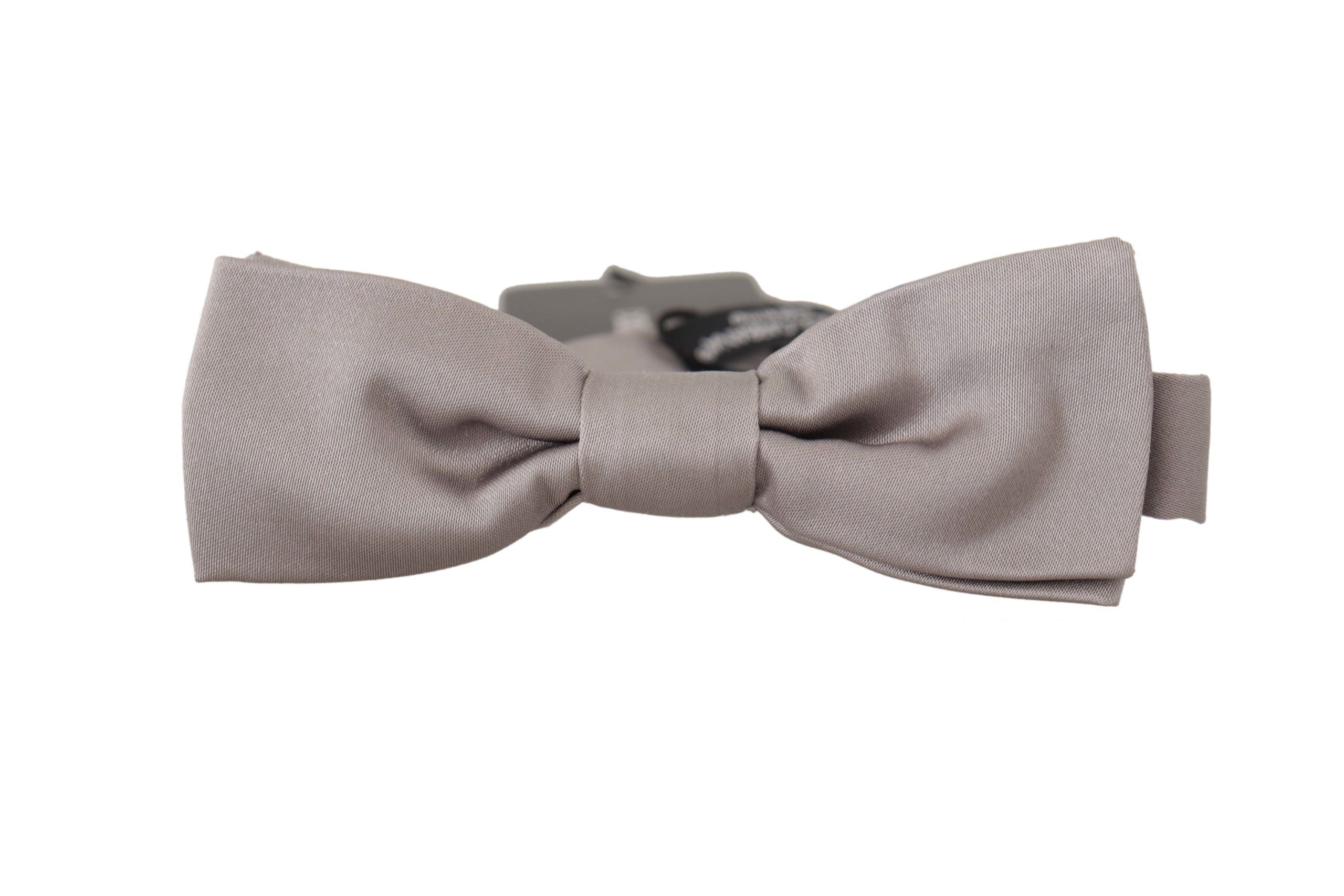 Dolce & Gabbana Silver 100% Silk Slim Adjustable Neck Papillon Men's Tie