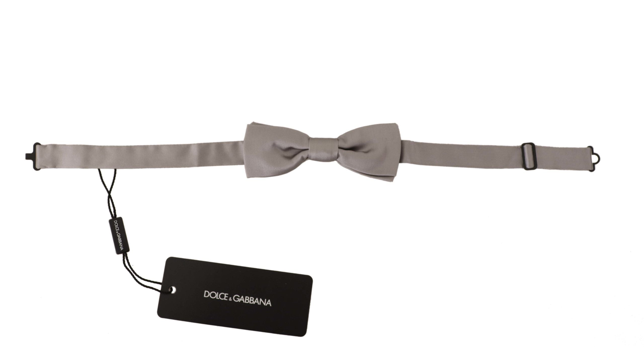 Dolce & Gabbana Silver 100% Silk Slim Adjustable Neck Papillon Men's Tie