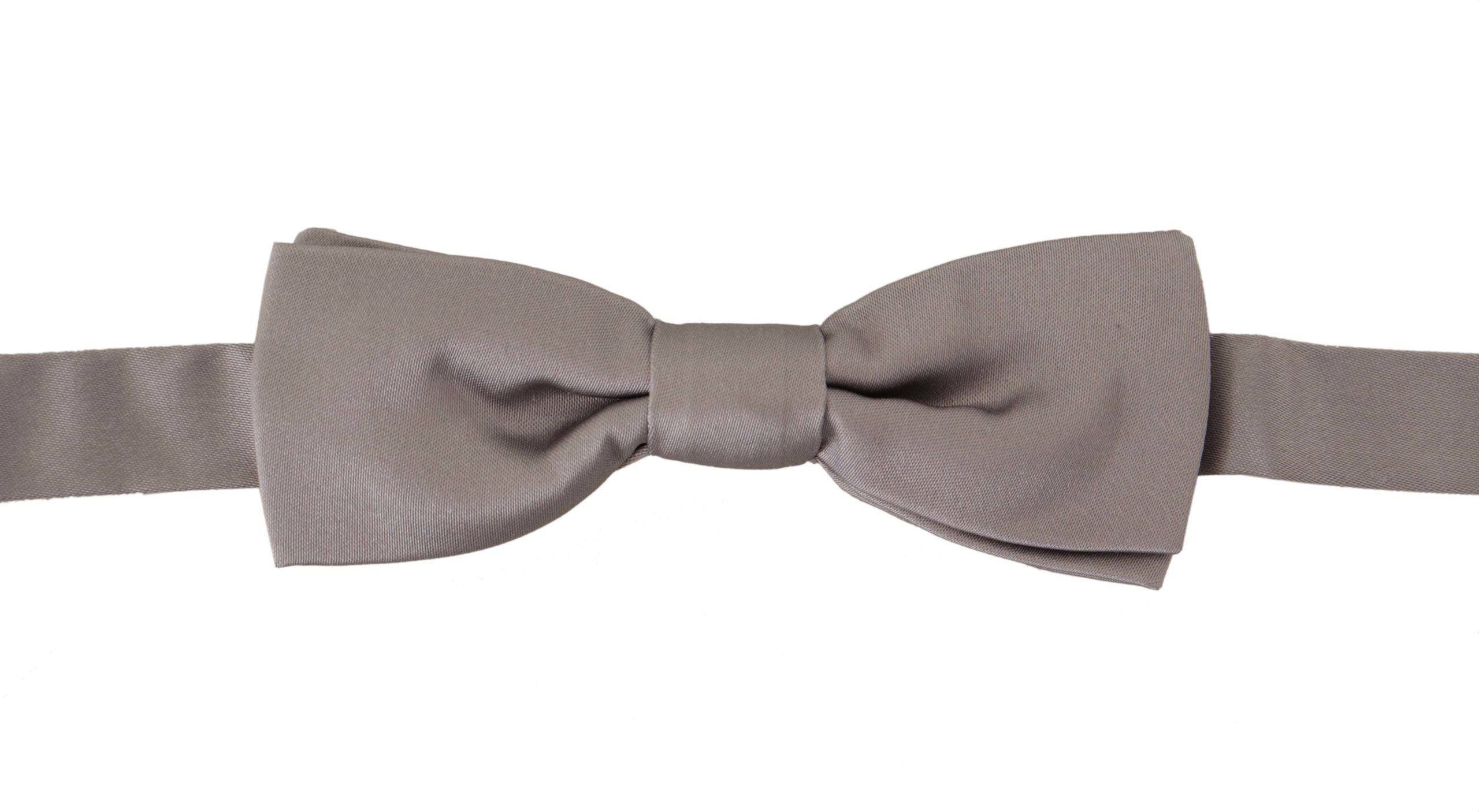 Dolce & Gabbana Silver 100% Silk Slim Adjustable Neck Papillon Men's Tie
