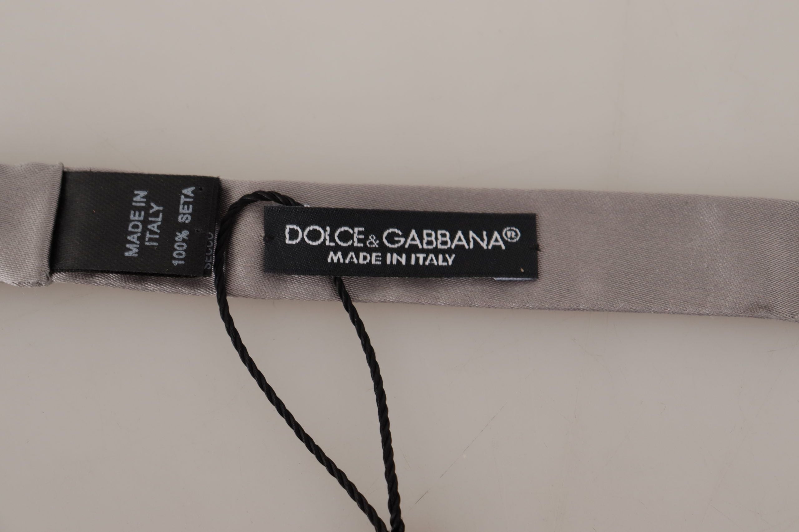 Dolce & Gabbana Silver 100% Silk Slim Adjustable Neck Papillon Men's Tie