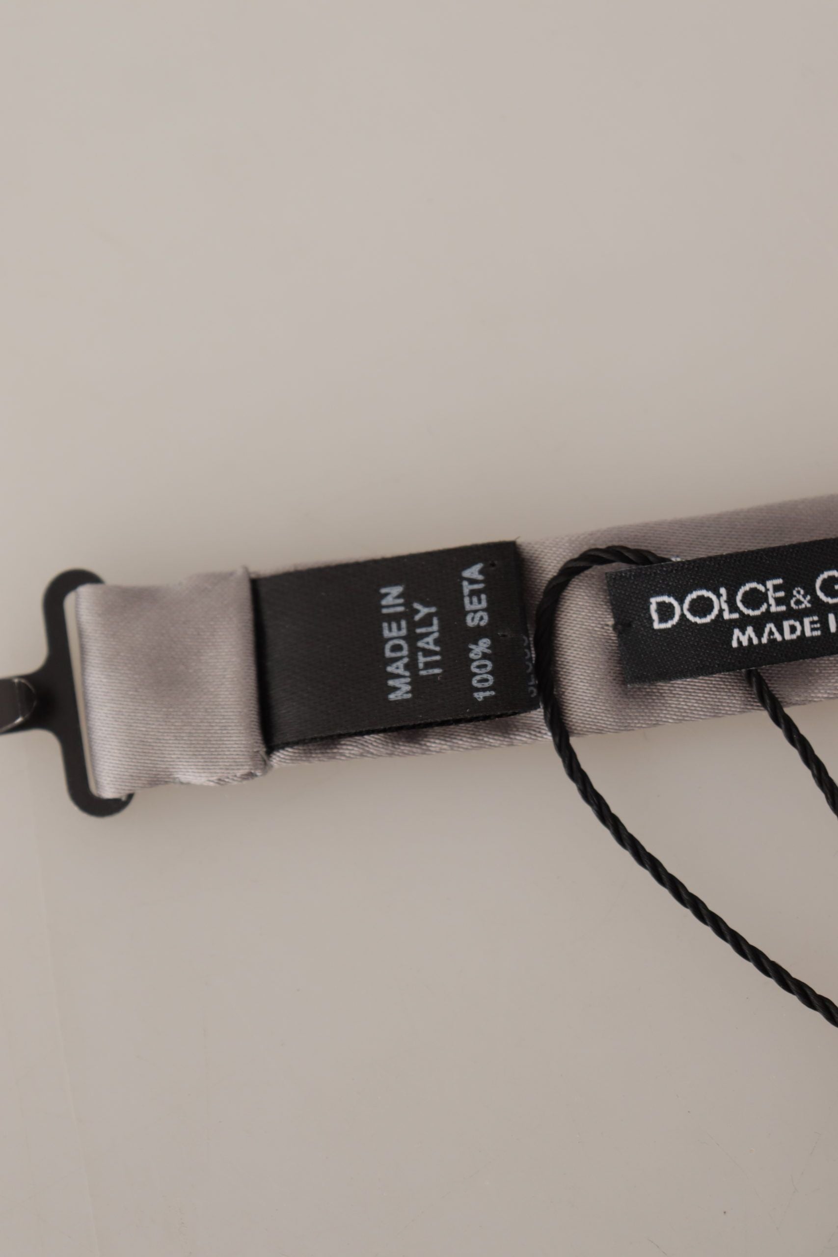 Dolce & Gabbana Silver 100% Silk Slim Adjustable Neck Papillon Men's Tie
