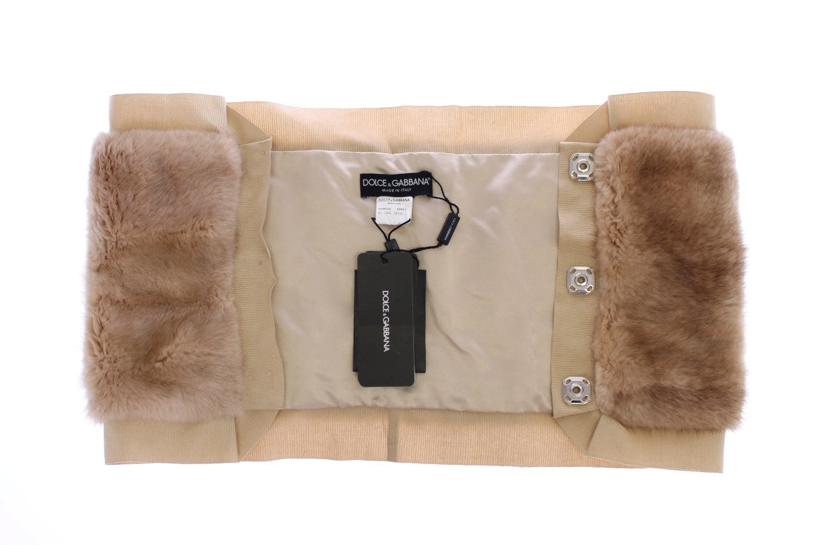 Dolce & Gabbana Beige MINK Fur Scarf Foulard Neck Women's Wrap