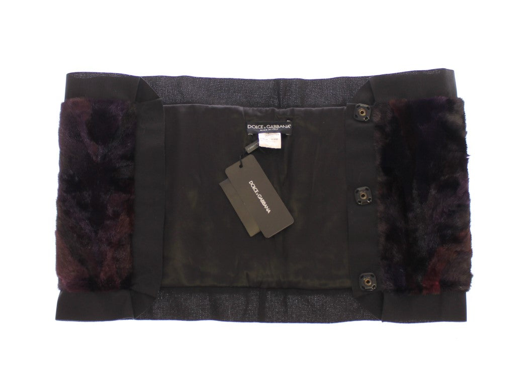 Dolce & Gabbana Purple MINK Fur Scarf Foulard Neck Women's Wrap