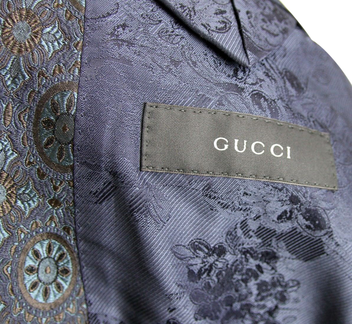 Gucci Men's Blue Floral Rose Window Jacquard Dandy Jacket