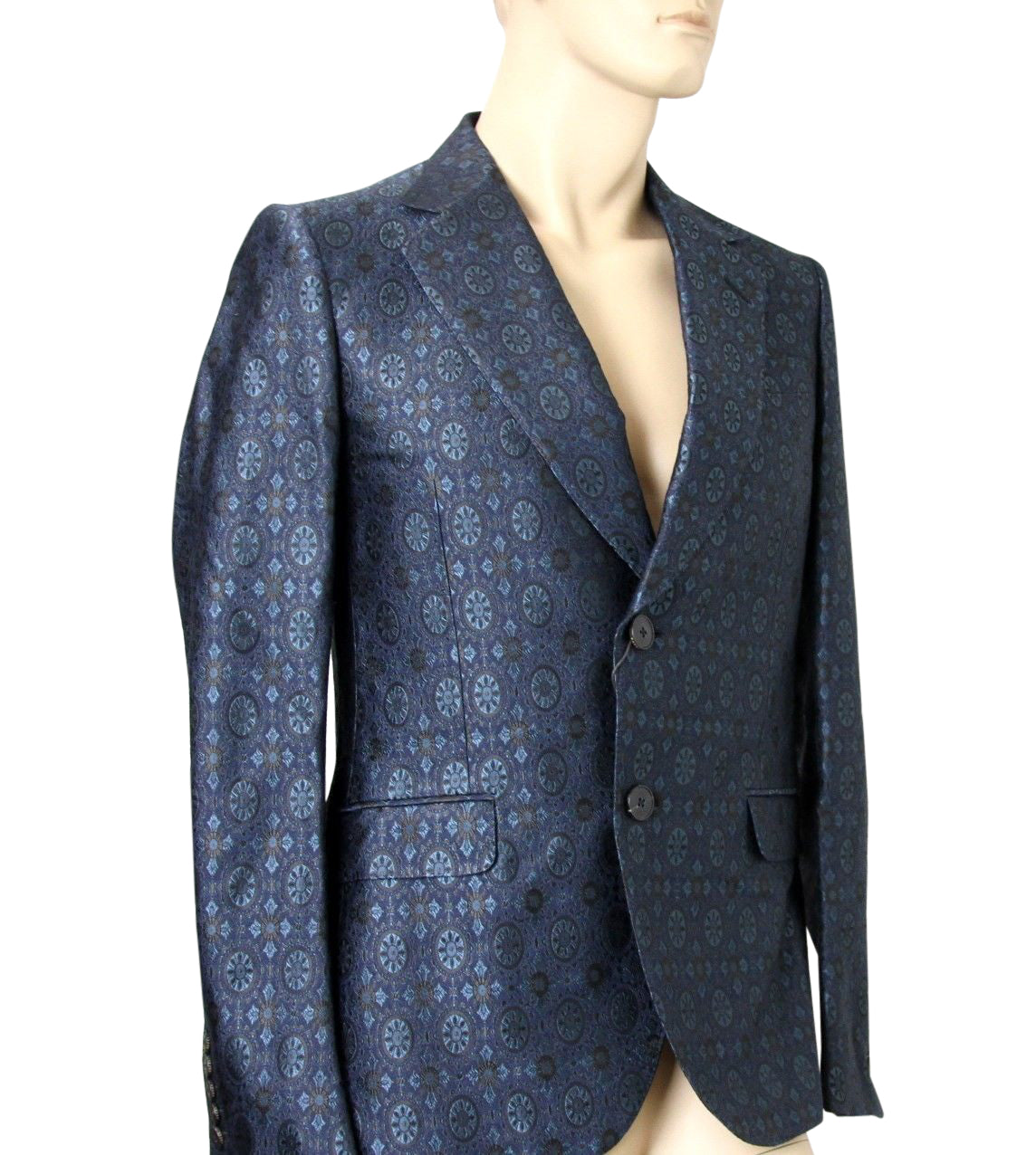 Gucci Men's Blue Floral Rose Window Jacquard Dandy Jacket