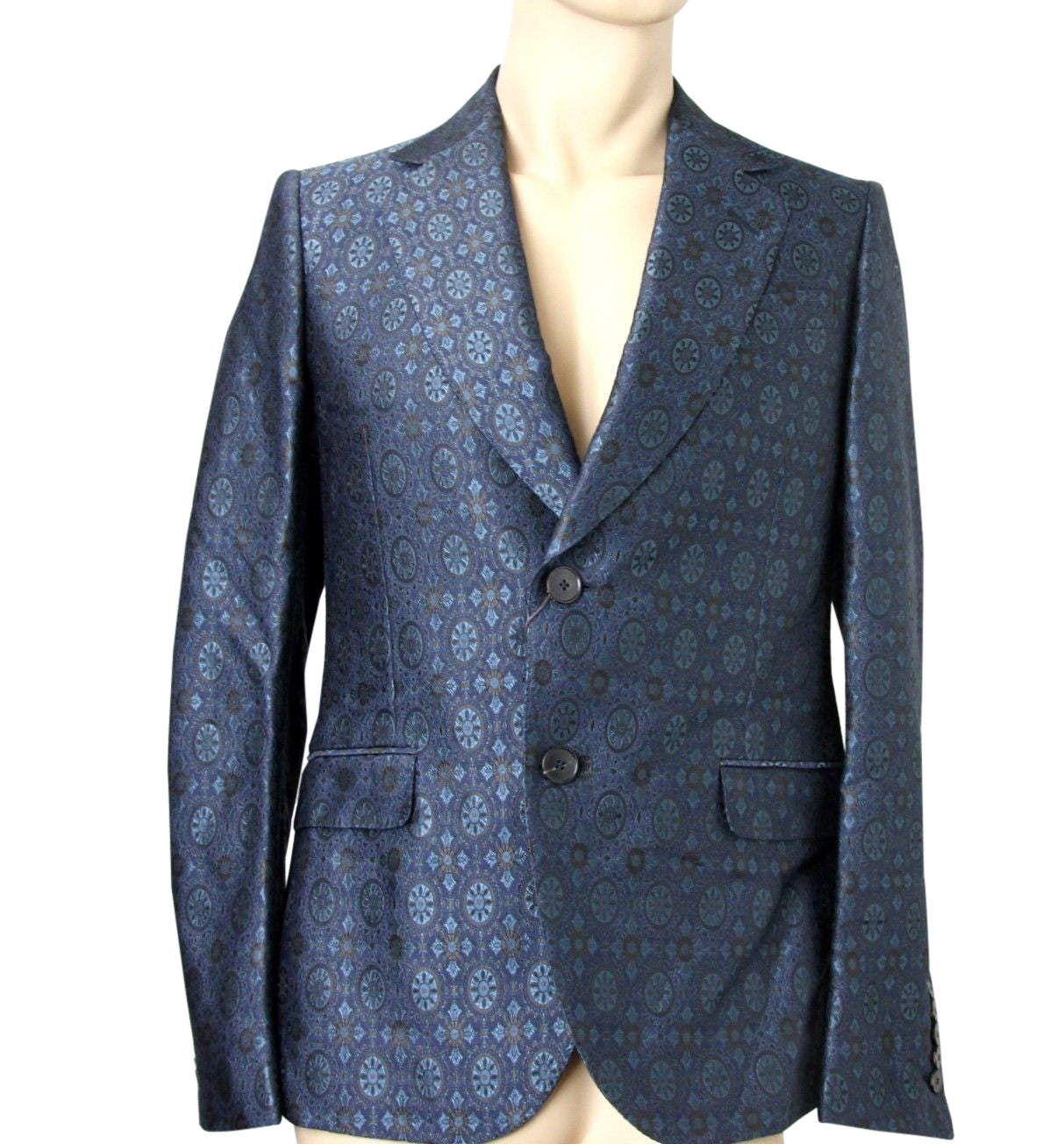 Gucci Men's Blue Floral Rose Window Jacquard Dandy Jacket