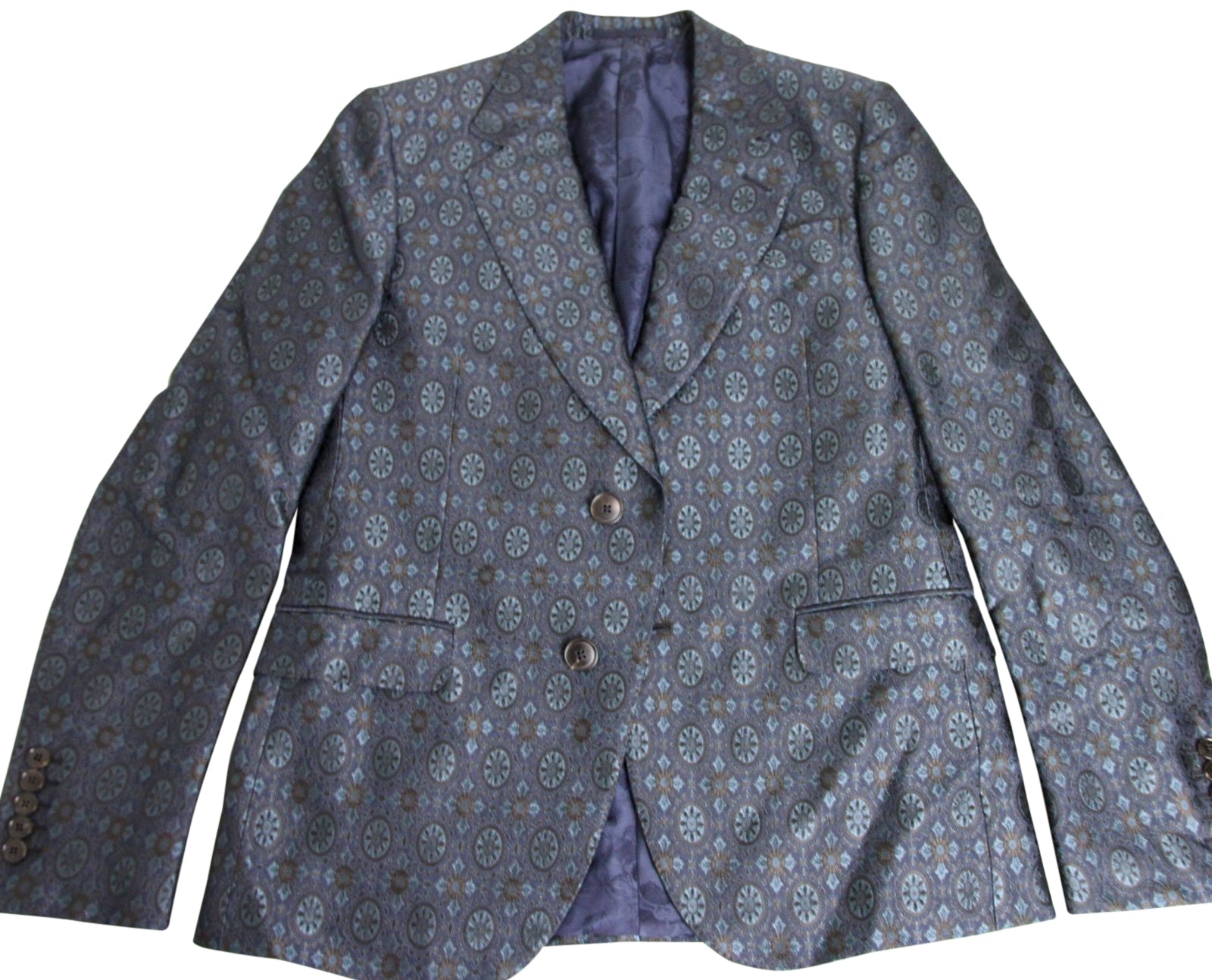 Gucci Men's Blue Floral Rose Window Jacquard Dandy Jacket
