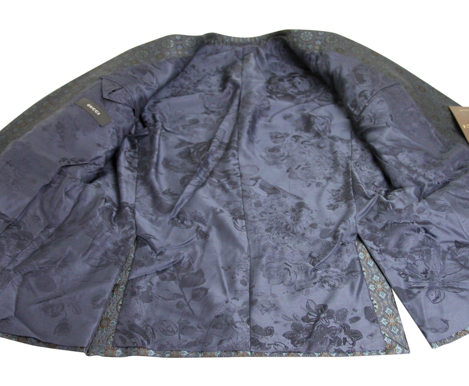 Gucci Men's Blue Floral Rose Window Jacquard Dandy Jacket