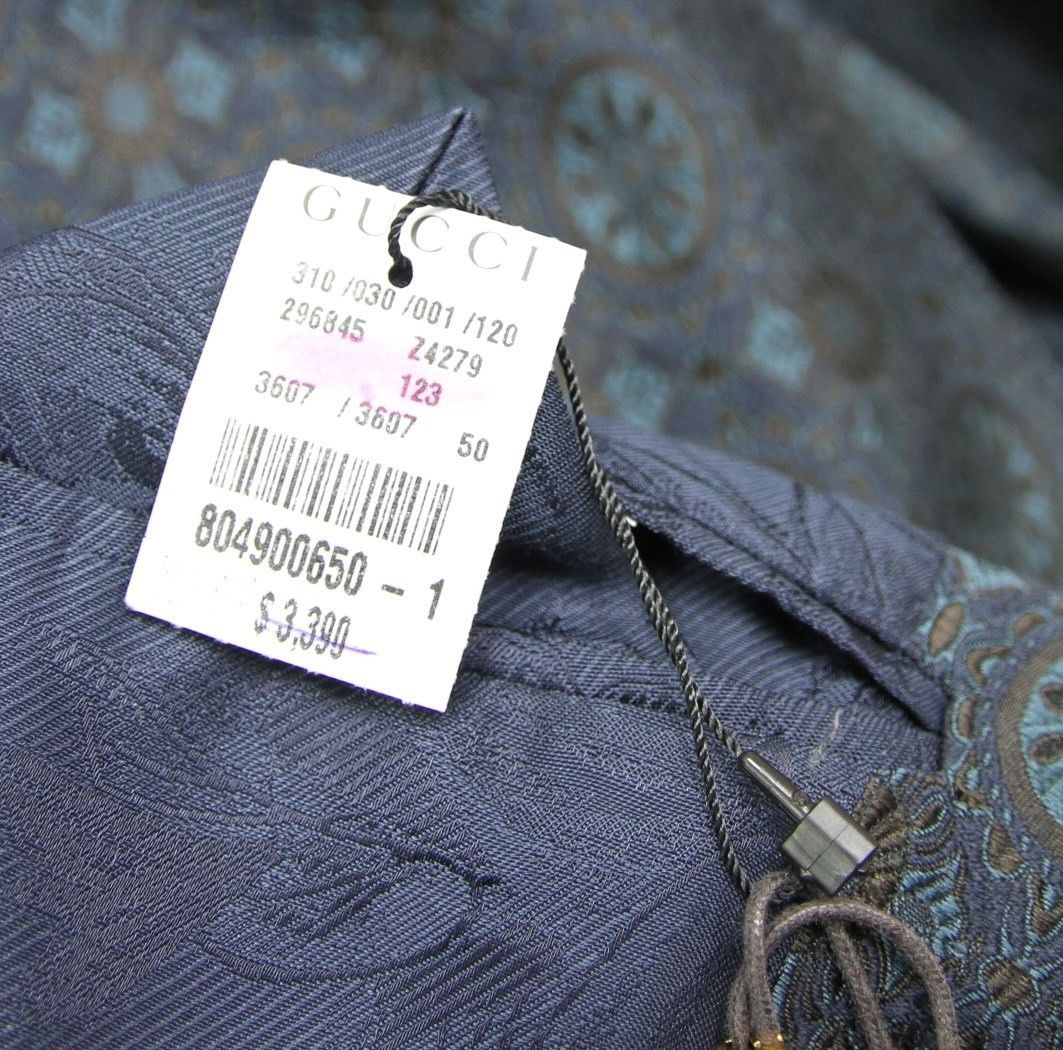 Gucci Men's Blue Floral Rose Window Jacquard Dandy Jacket