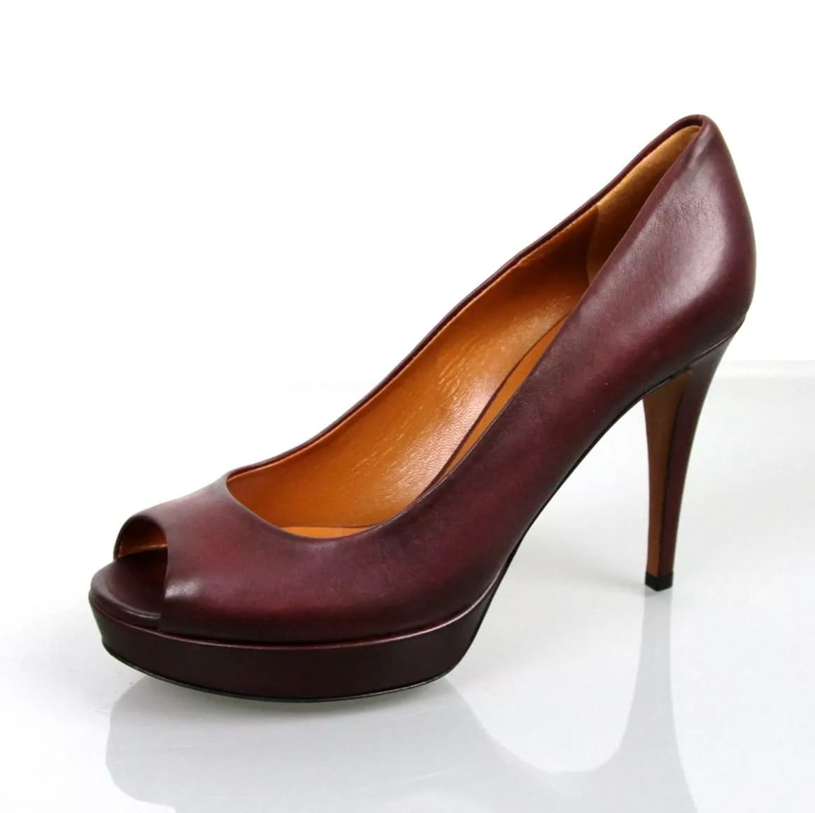 New Authentic GUCCI Betty Open-Toe Platform Pump SHOES Plum 8