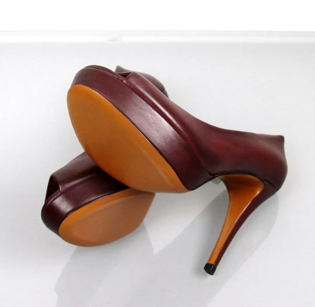 New Authentic GUCCI Betty Open-Toe Platform Pump SHOES Plum 8