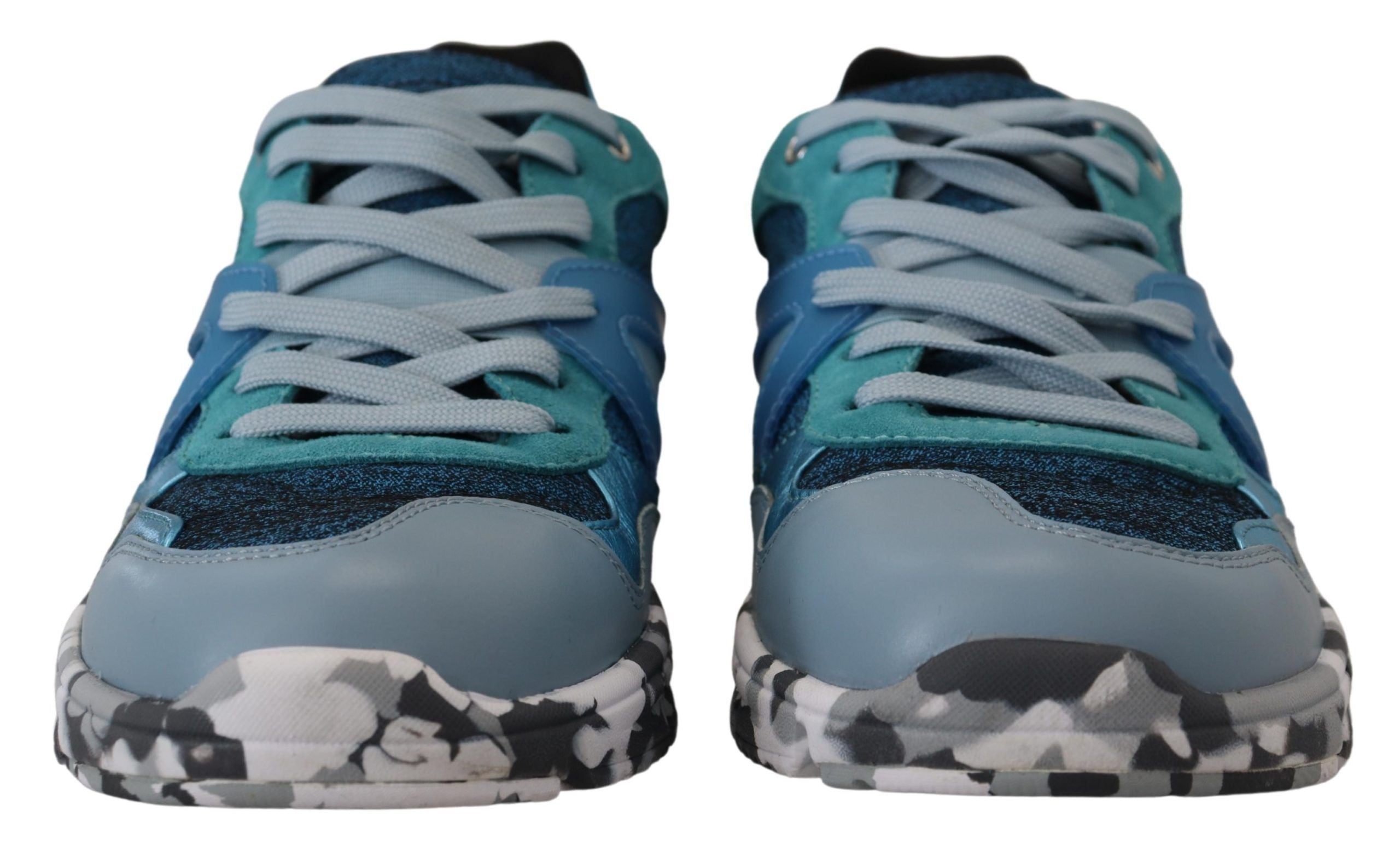 Dolce & Gabbana Blue Gray Leather Sport Low Top Men's Sneakers