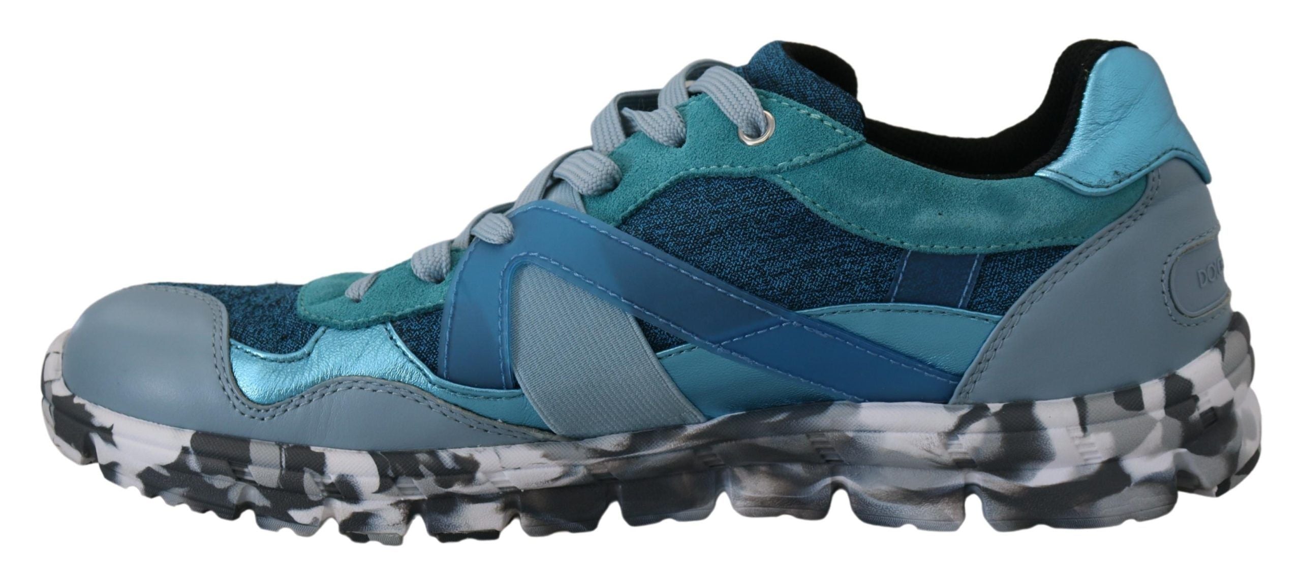 Dolce & Gabbana Blue Gray Leather Sport Low Top Men's Sneakers