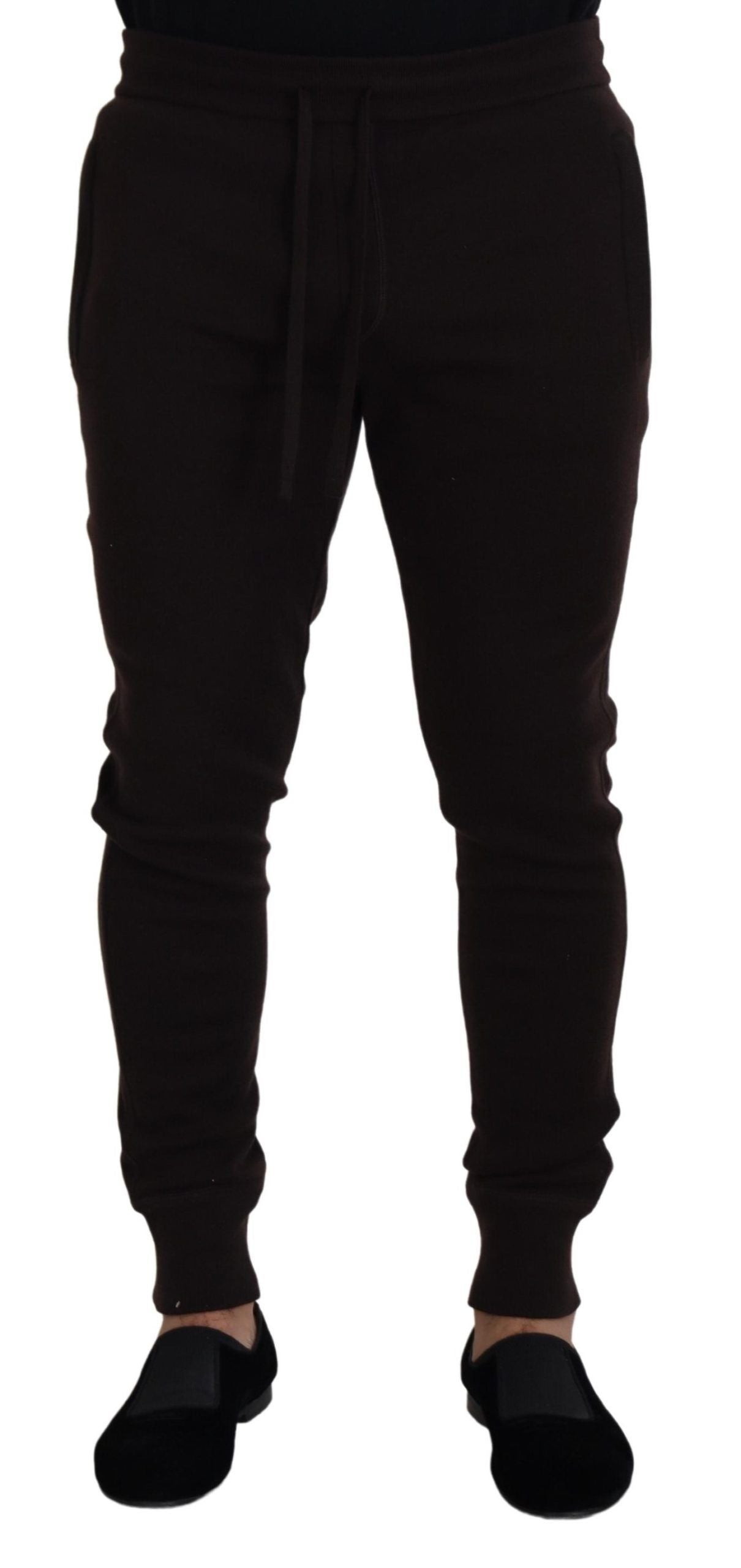 Dolce & Gabbana Brown Cashmere Trousers Bottoms Drawstring Men's Pants
