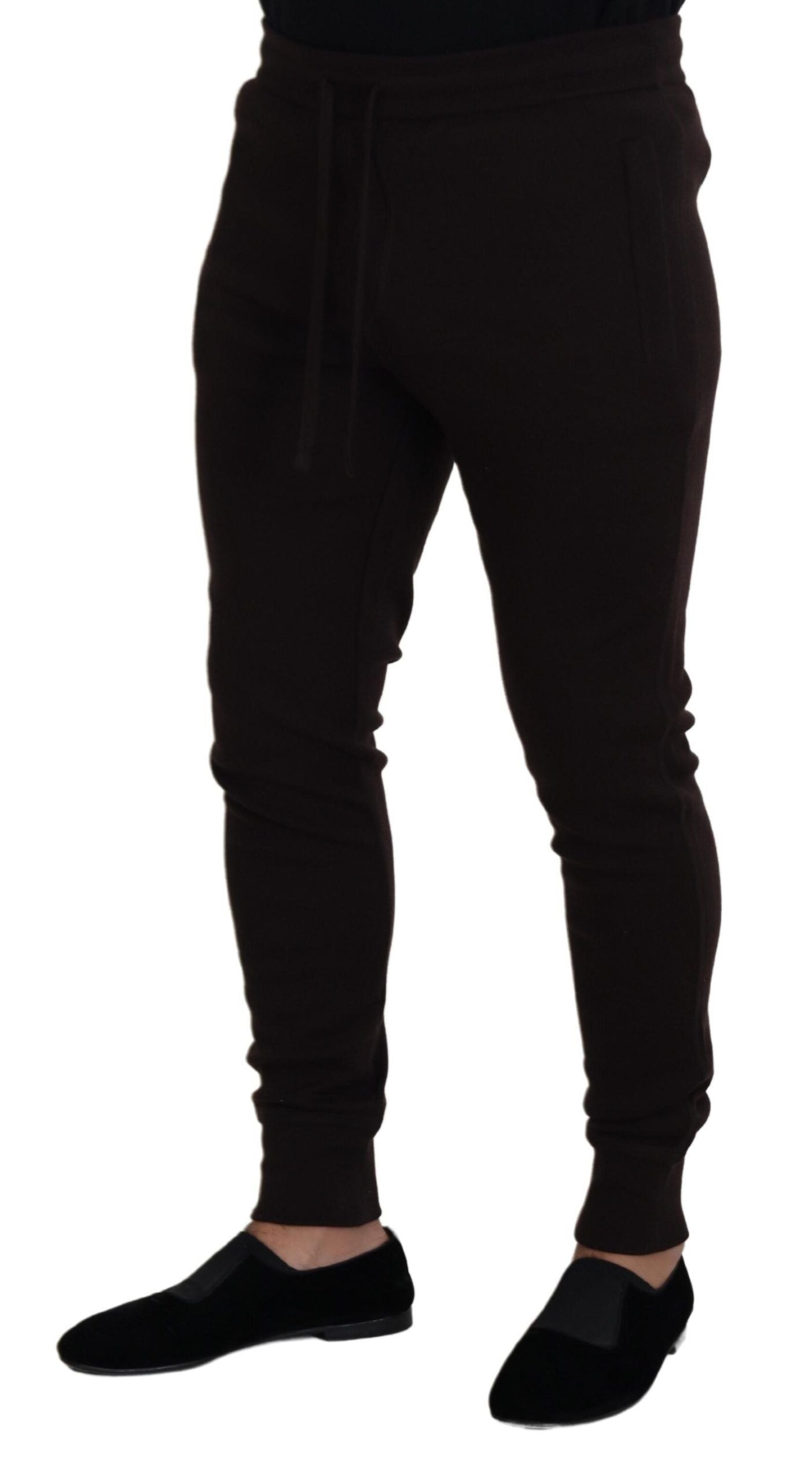 Dolce & Gabbana Brown Cashmere Trousers Bottoms Drawstring Men's Pants