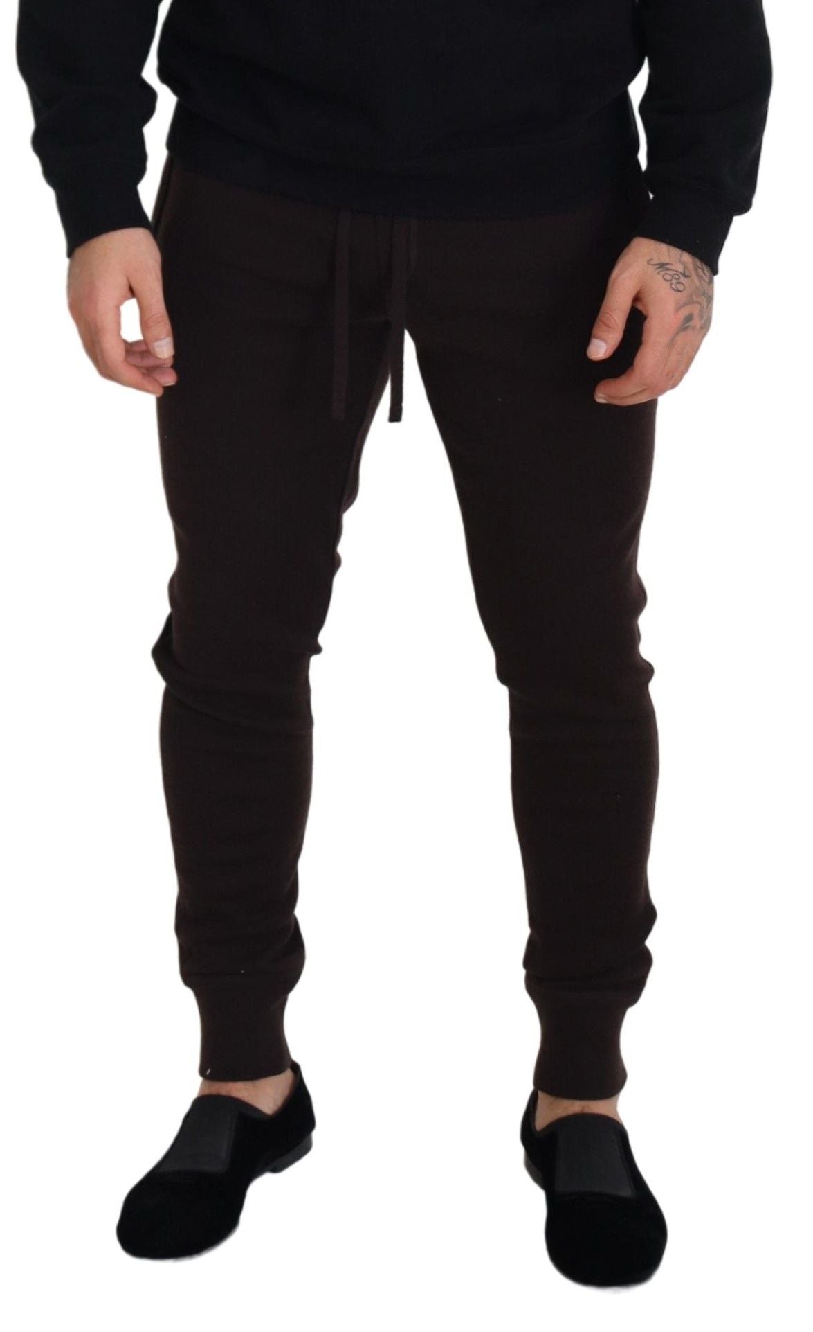 Dolce & Gabbana Brown Cashmere Trousers Bottoms Drawstring Men's Pants