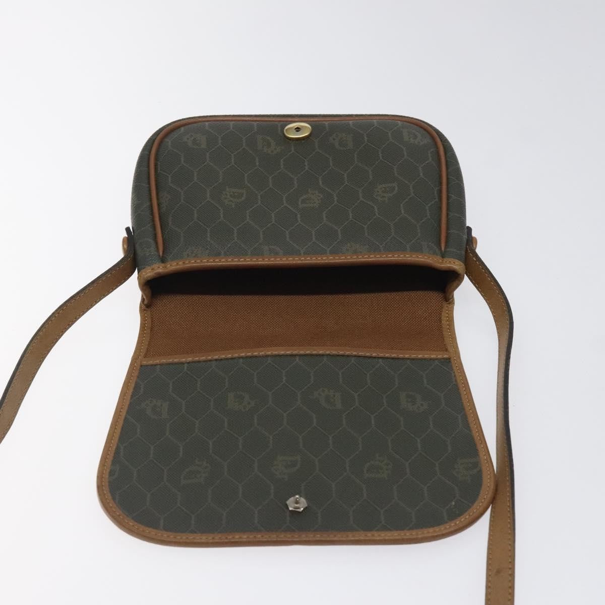Christian Dior Vintage Honeycomb Flap Coated Canvas Khaki Canvas Shoulder Bag Bag (Pre-Owned)