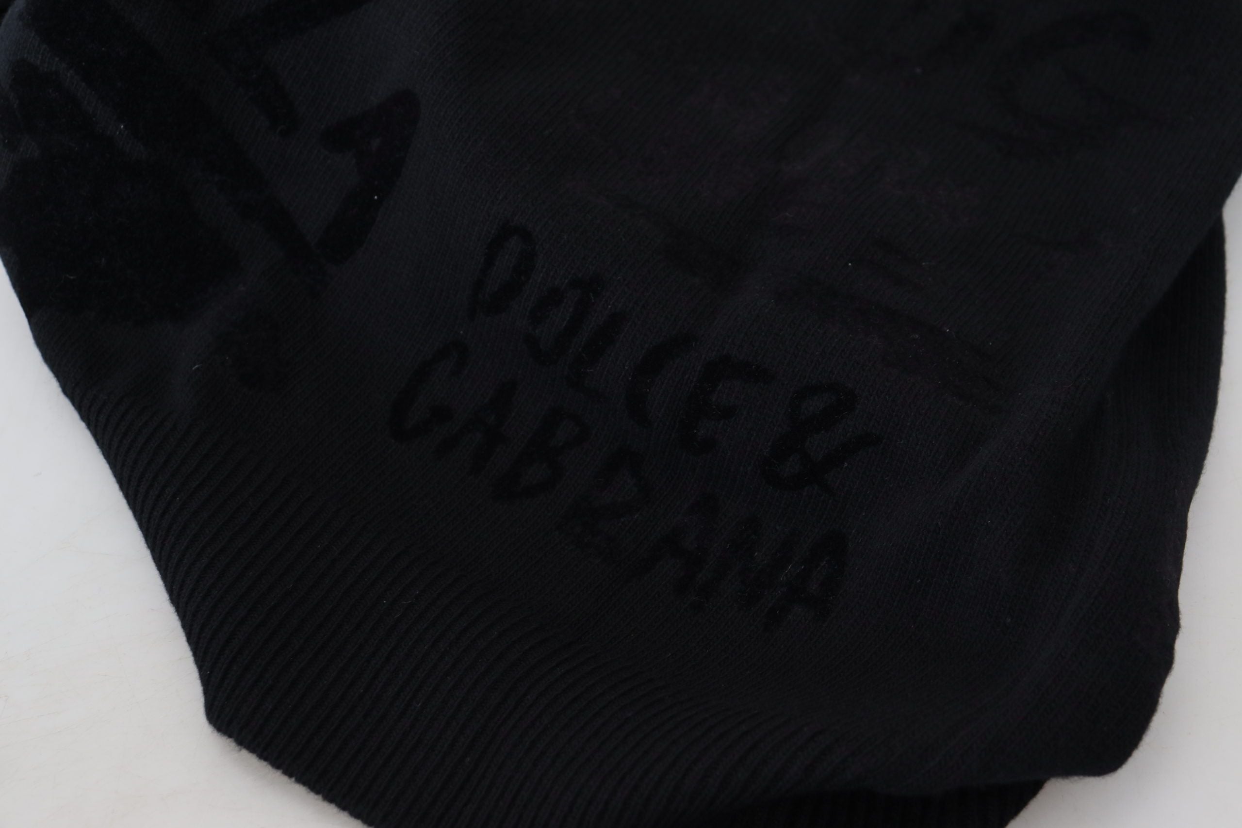 Dolce & Gabbana Black Wool Logo Pattern Crewneck Pullover Men's Sweater