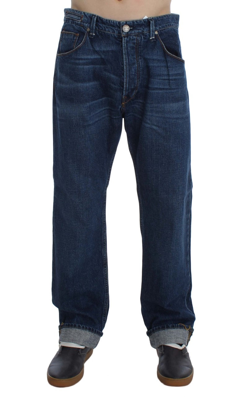 Acht Blue Wash Cotton Baggy Loose Fit Men's Jeans