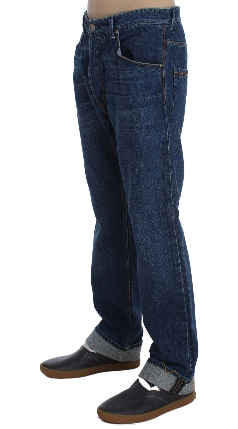 Acht Blue Wash Cotton Baggy Loose Fit Men's Jeans