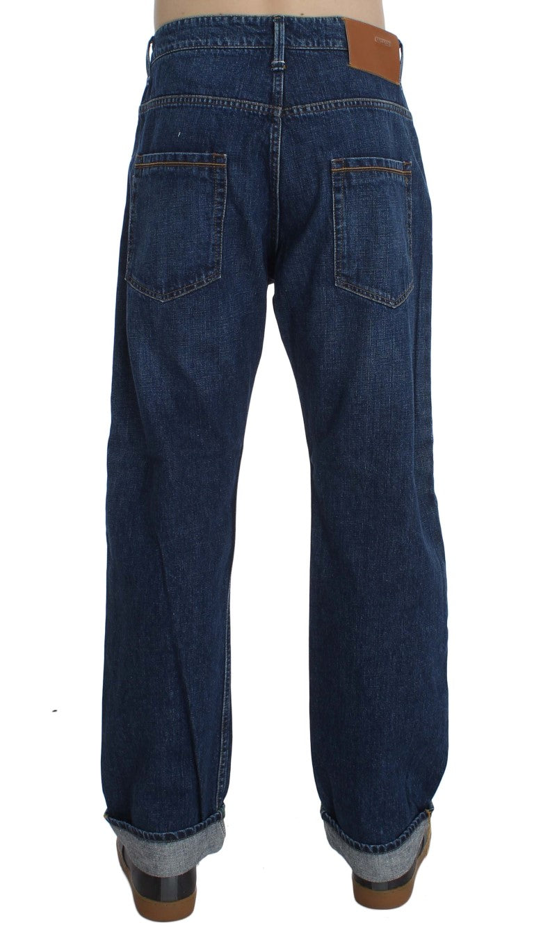 Acht Blue Wash Cotton Baggy Loose Fit Men's Jeans