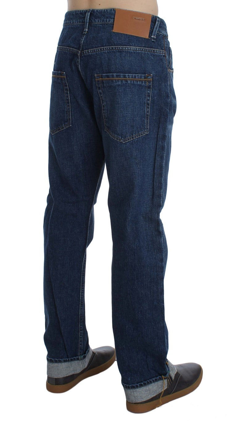 Acht Blue Wash Cotton Baggy Loose Fit Men's Jeans