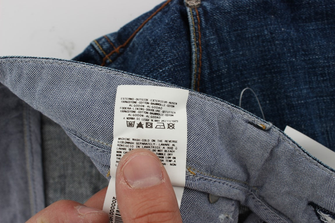 Acht Blue Wash Cotton Baggy Loose Fit Men's Jeans