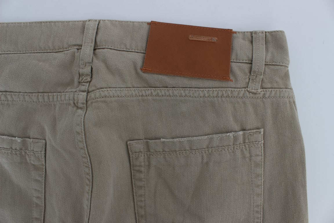 Acht Beige Cotton Patchwork Men's Jeans