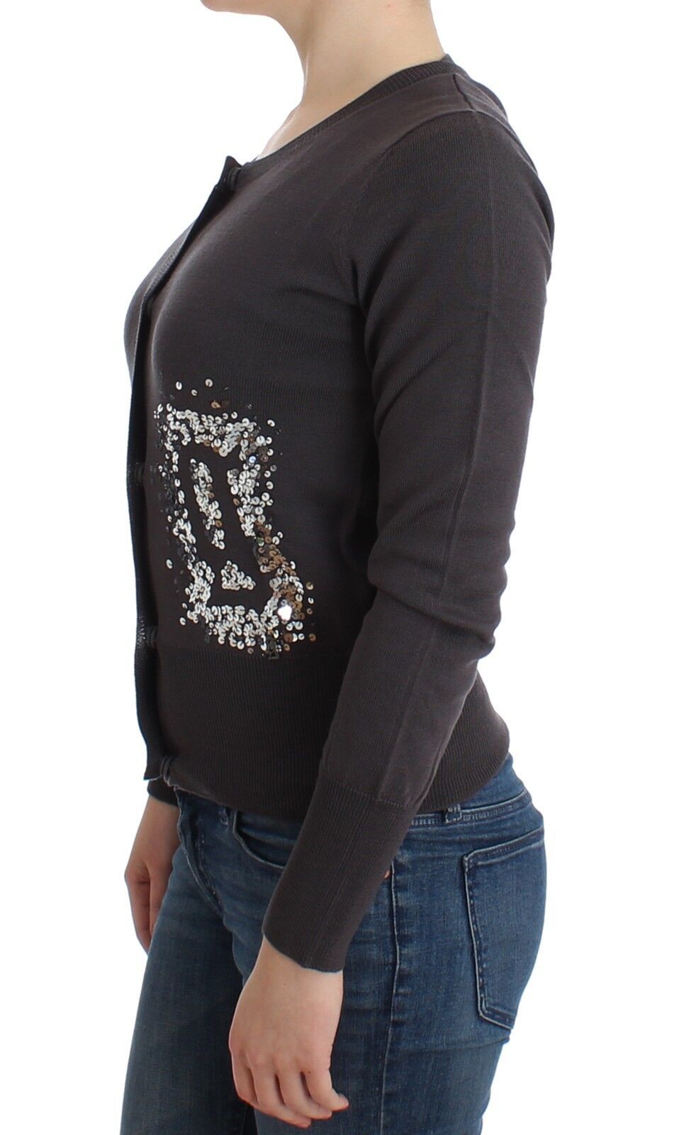 John Galliano Purple Wool Sequined Cardigan Knit Women's Sweater