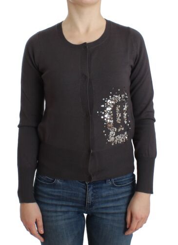 John Galliano Purple Wool Sequined Cardigan Knit Women's Sweater
