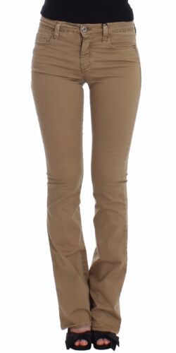 Costume National Beige Straight Leg Denim Pants Stretch Women's Jeans