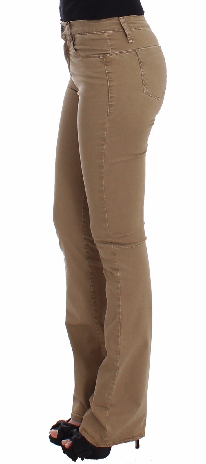 Costume National Beige Straight Leg Denim Pants Stretch Women's Jeans