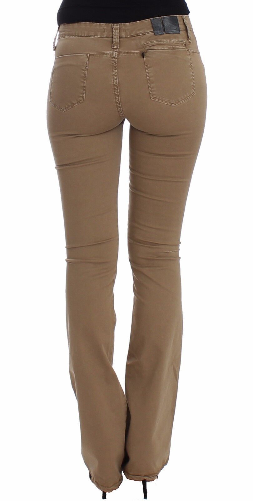Costume National Beige Straight Leg Denim Pants Stretch Women's Jeans