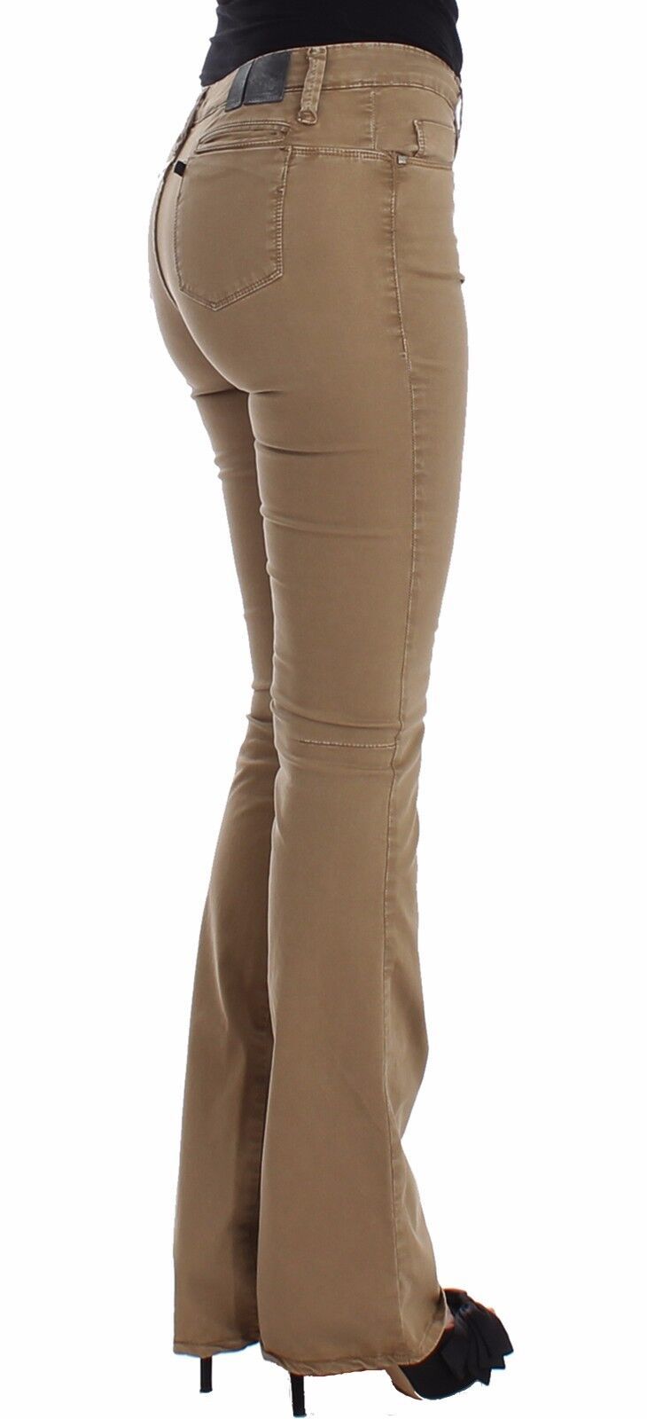 Costume National Beige Straight Leg Denim Pants Stretch Women's Jeans