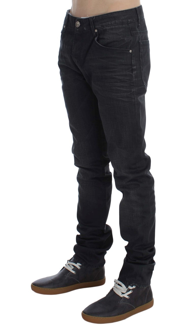 Acht Sleek Gray Slim Fit Italian Mens Men's Jeans
