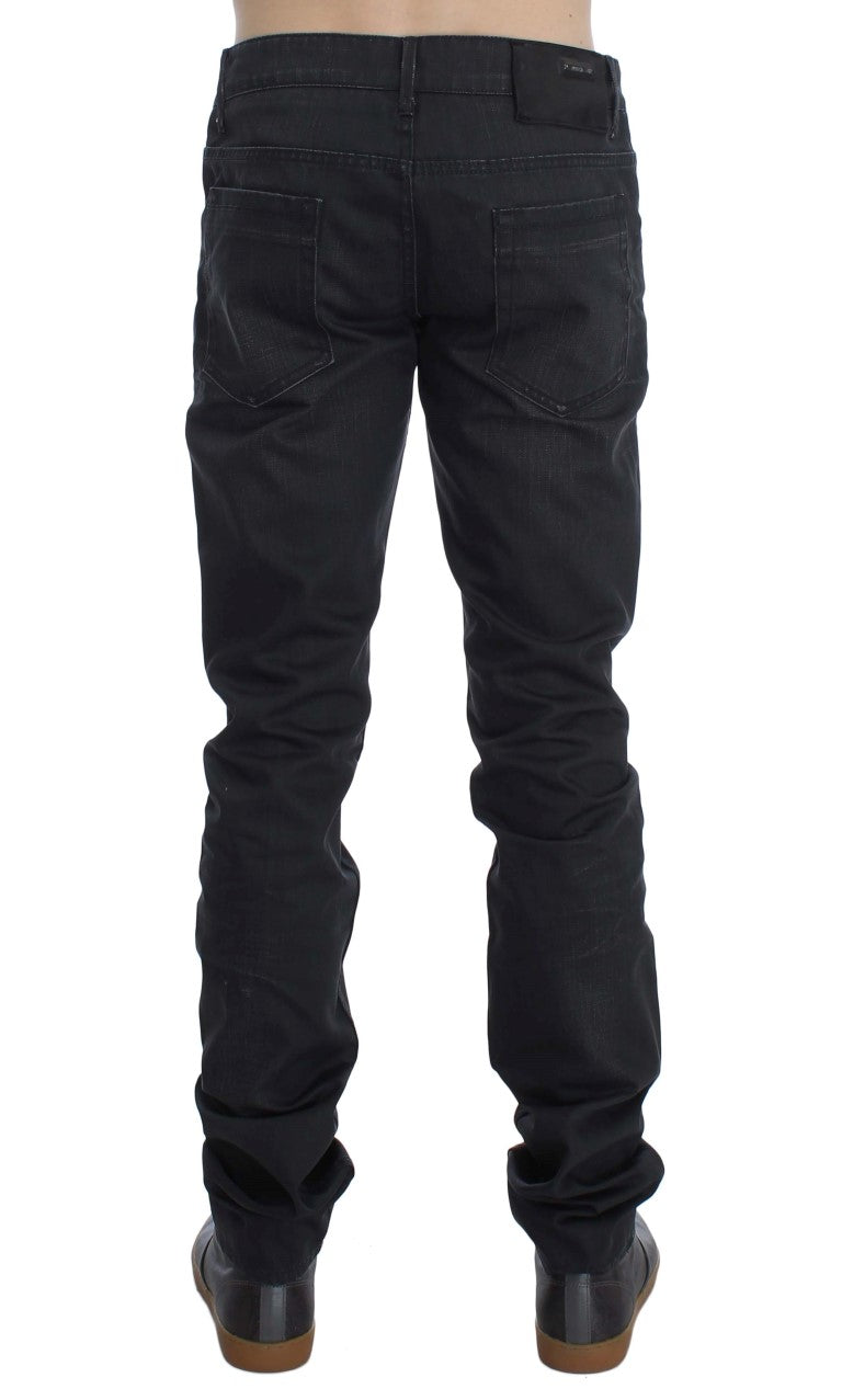 Acht Sleek Gray Slim Fit Italian Mens Men's Jeans
