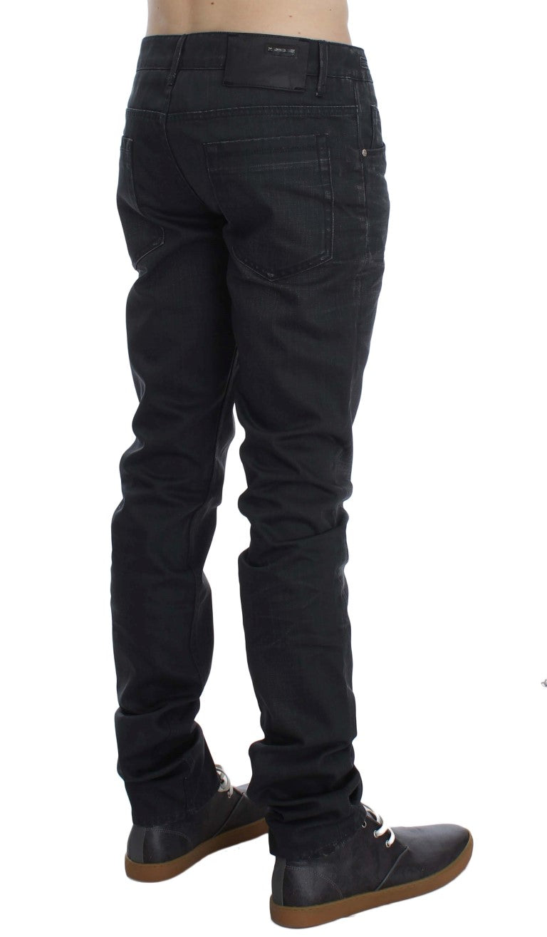 Acht Sleek Gray Slim Fit Italian Mens Men's Jeans