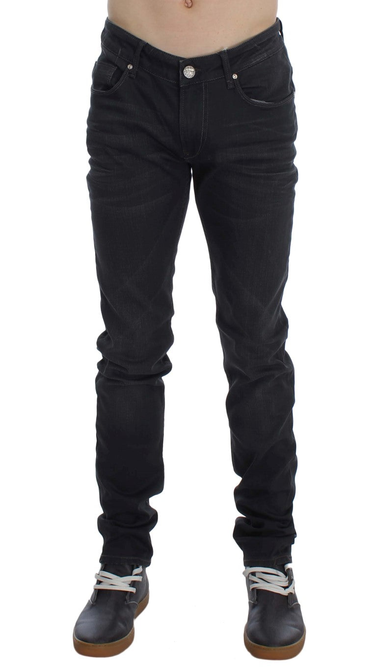 Acht Gray Cotton Stretch Slim Fit Men's Jeans