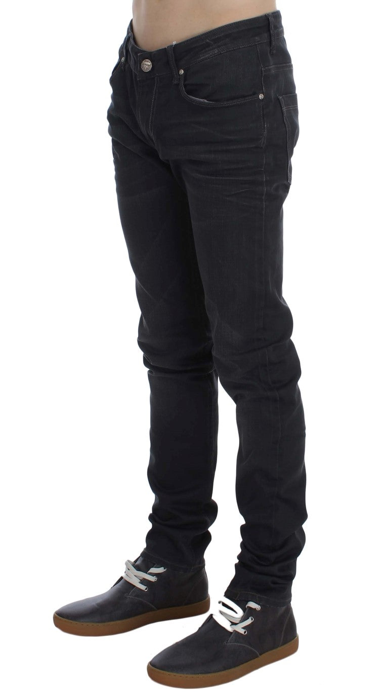 Acht Gray Cotton Stretch Slim Fit Men's Jeans