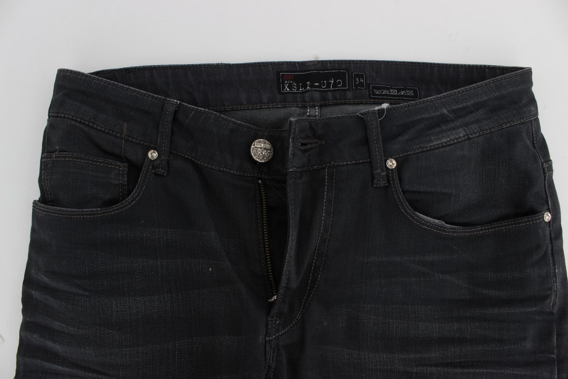 Acht Gray Cotton Stretch Slim Fit Men's Jeans