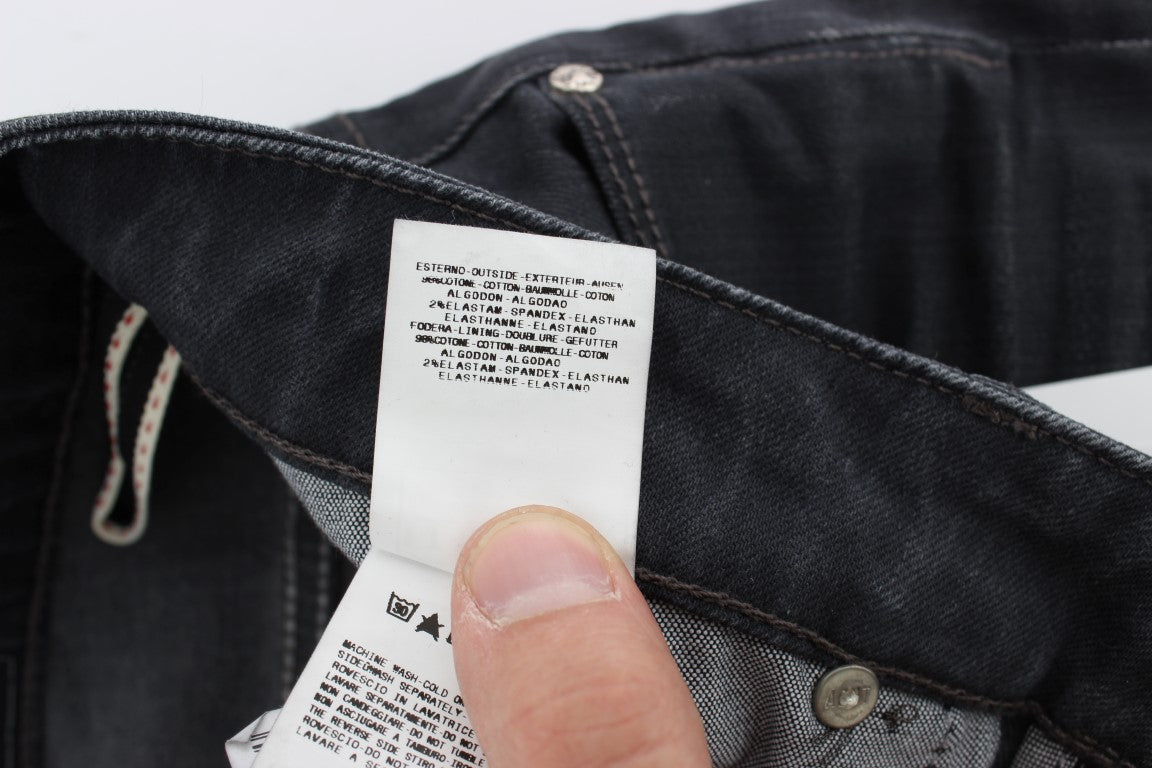 Acht Gray Cotton Stretch Slim Fit Men's Jeans