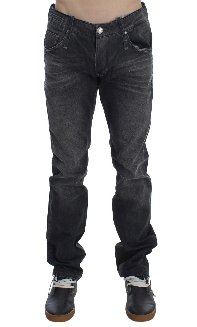 Acht Gray Cotton Regular Low Fit Men's Jeans
