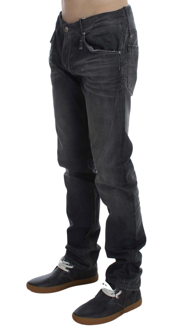 Acht Gray Cotton Regular Low Fit Men's Jeans