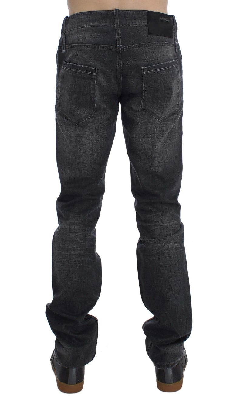 Acht Gray Cotton Regular Low Fit Men's Jeans