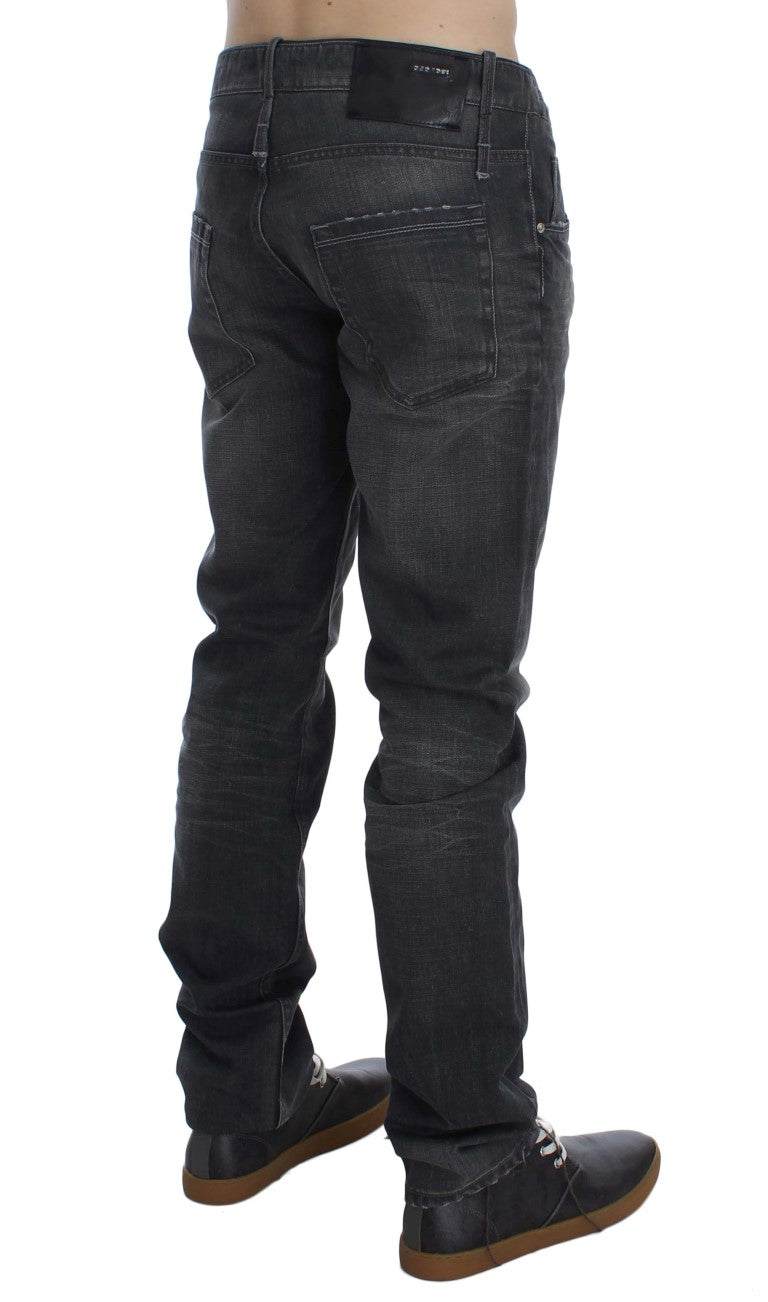 Acht Gray Cotton Regular Low Fit Men's Jeans