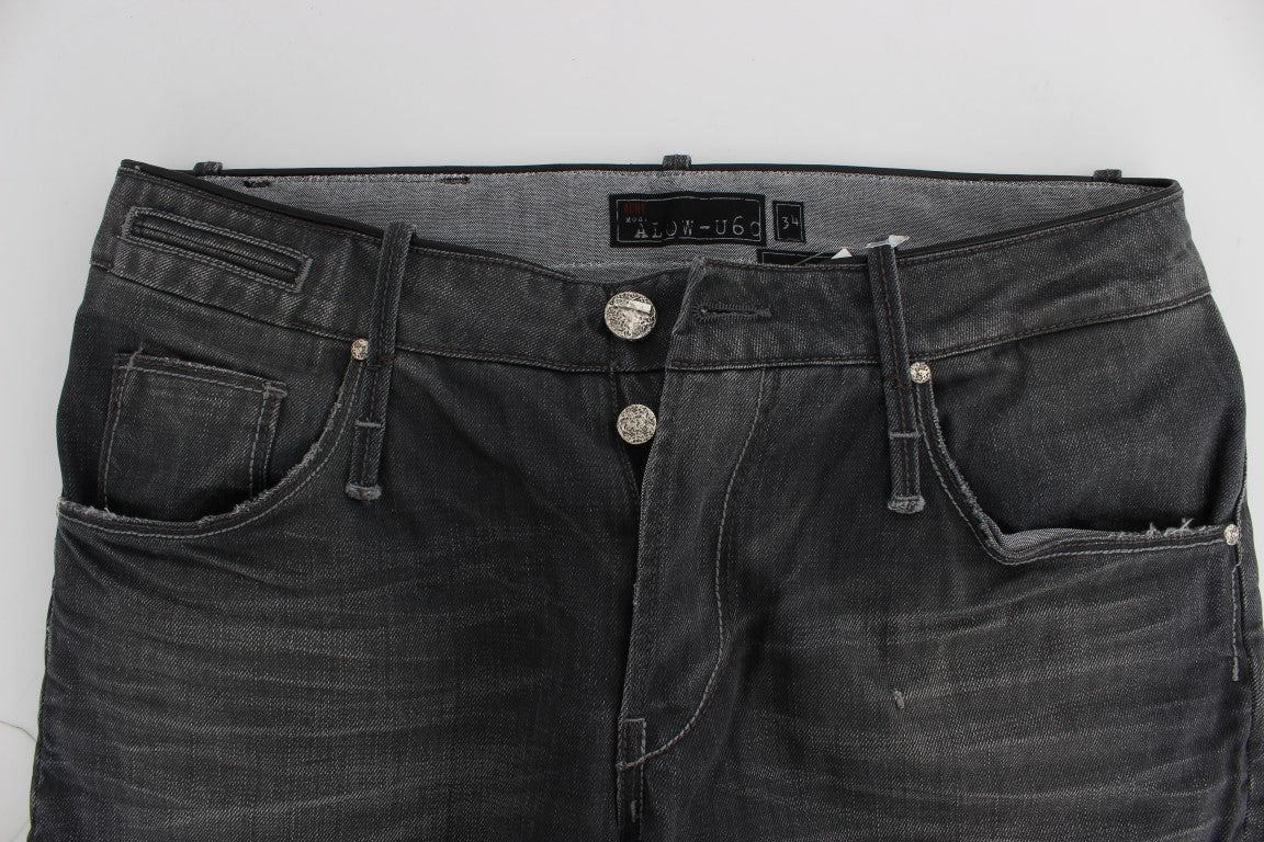 Acht Gray Cotton Regular Low Fit Men's Jeans