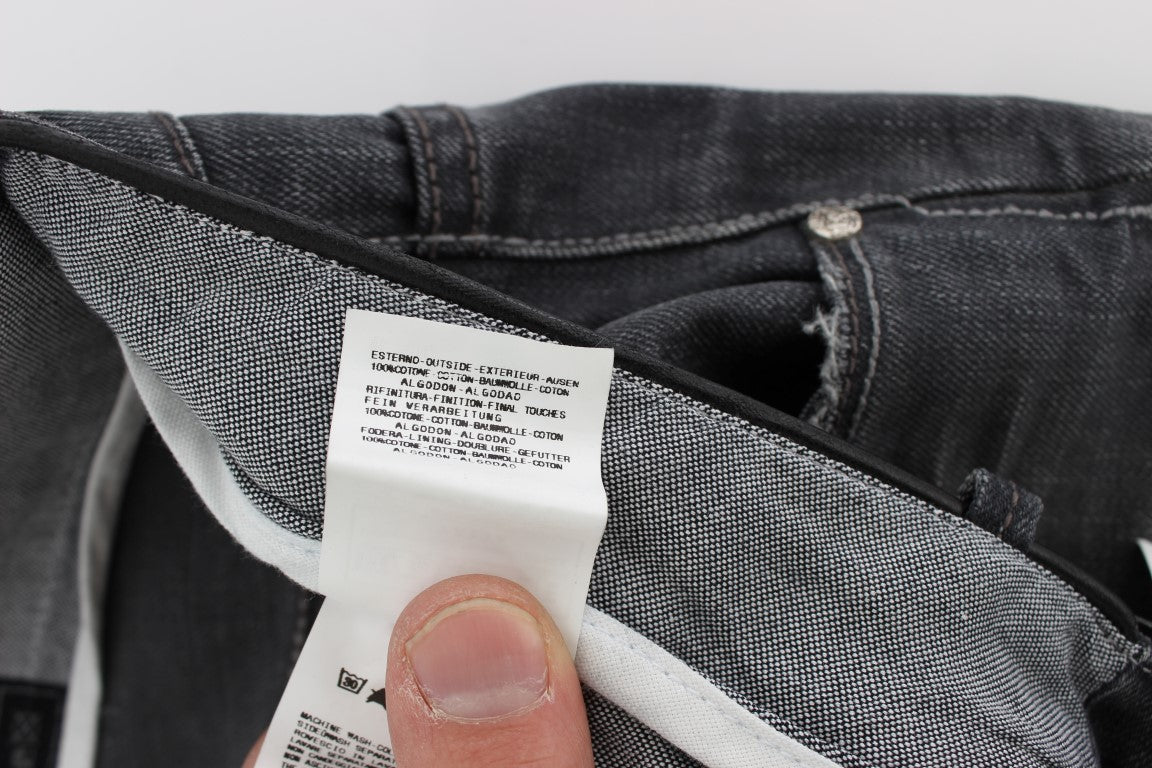 Acht Gray Cotton Regular Low Fit Men's Jeans