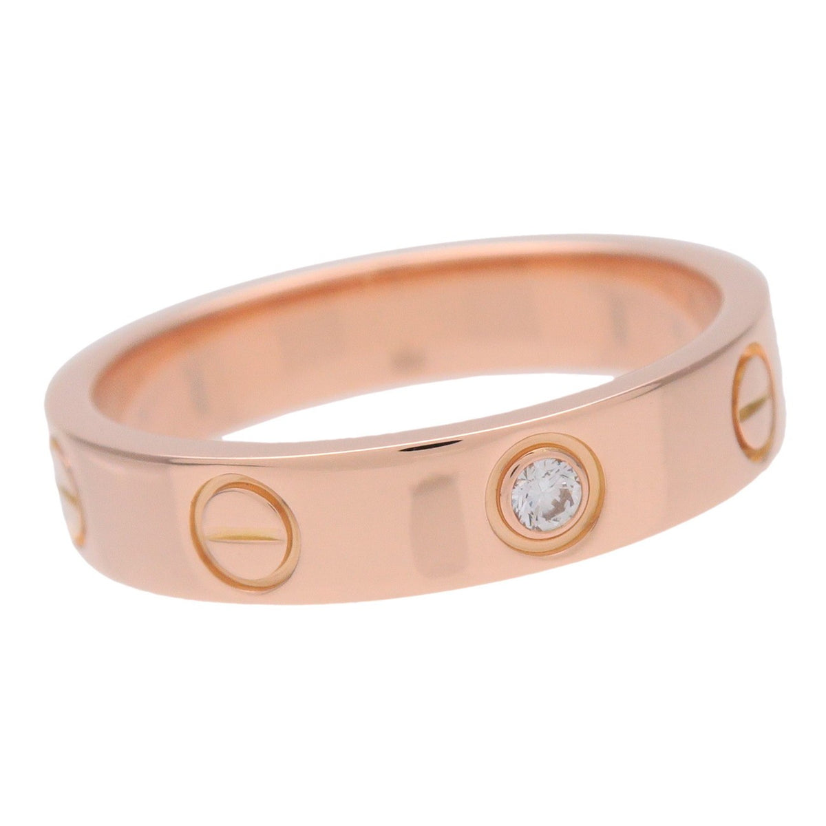 Cartier Love Wedding Band 1 Diamond 18K Rose Gold With Diamond Gold Rose_Gold Ring Jewelry (Pre-Owned)